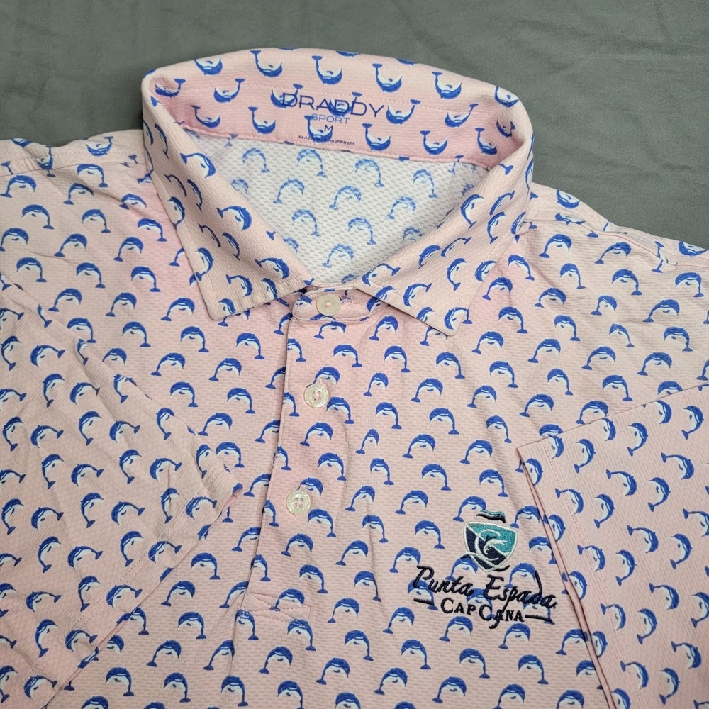 B Draddy Sport Polo Shirt Mens Medium Punta Espada Cap Cana Golf Club AOP SS